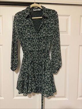 Zara Forest Green Floral Print Dress